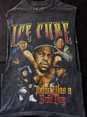 Ice Cube Black Muscle Tee - Today Was a Good Day Graphic Distressed T-Shirt